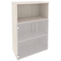Офисный шкаф средний широкий (2 низких фасада стекло)