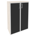 Офисный шкаф средний широкий с чёрным стеклом в раме