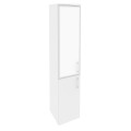 Офисный шкаф высокий узкий белое стекло в раме (лев/прав) 