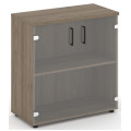 Офисный шкаф низкий широкий (2 низких фасада стекло, задняя стенка ЛДСП)