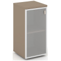 Офисный шкаф низкий узкий левый (матовое стекло в раме)