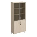 Офисный шкаф для документов двери стеклянные в алюминиевой рамке + ДСП с замком