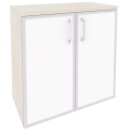 Офисный шкаф низкий широкий (2 низких фасада белое стекло в раме)
