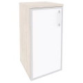 Офисный шкаф низкий узкий лев./прав. (1 низкий фасад белое стекло в раме)