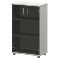 Офисный шкаф широкий средний закрытый (стекло)