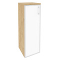 Офисный шкаф средний узкий белое стекло в раме (лев/прав) 