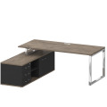 Стол руководителя на металлокаркасе с опорной греденцией (левый)