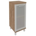 Офисный шкаф низкий узкий со стеклом в раме (левый)