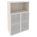 Офисный шкаф средний широкий со стеклом в раме