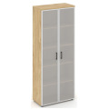 Офисный шкаф высокий широкий (2 высоких фасада стекло сатин в раме, задняя стенка ЛДСП)