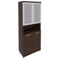 Офисный шкаф высокий широкий со стеклом в раме