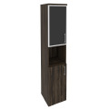 Офисный шкаф высокий узкий с чёрным стеклом в раме (лев/прав) 