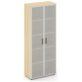 Офисный шкаф высокий широкий (2 высоких фасада стекло сатин в раме, задняя стенка ЛДСП)