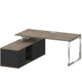 Стол руководителя на металлокаркасе с опорной греденцией (левый)