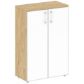 Офисный шкаф средний широкий (белое стекло)