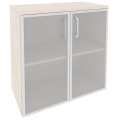 Офисный шкаф низкий широкий (2 низких фасада стекло в раме)