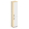 Офисный шкаф высокий узкий левый / правый (1 низкий фасад ЛДСП + 1 средний фасад ЛДСП)