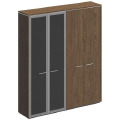 Офисный шкаф комбинированный (для одежды + с высокими стеклянными дверями)