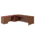 Стол для руководителя и приставным левым столом в коже с 4-мя ящиками