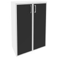 Офисный шкаф средний широкий с чёрным стеклом в раме