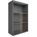 Офисный шкаф средний со стеклом и открытой полкой