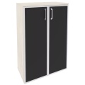 Офисный шкаф средний широкий (2 средних фасада чёрное стекло в раме)