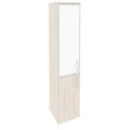 Офисный шкаф высокий узкий белое стекло в раме левый / правый