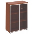 Офисный шкаф для документов средний со стеклянными прозрачными дверями в рамке