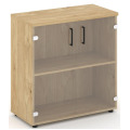 Офисный шкаф низкий широкий (2 низких фасада стекло, задняя стенка ЛДСП)
