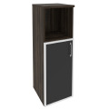 Офисный шкаф средний узкий чёрное стекло в раме (лев/прав) 