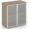 Офисный шкаф низкий широкий (матовое стекло в раме)