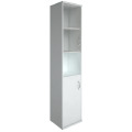 Офисный шкаф узкий комбинир. со стеклом + открытая полка, Л/Пр.