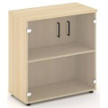 Офисный шкаф низкий широкий (2 низких фасада стекло, задняя стенка ЛДСП)