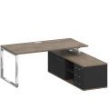 Стол руководителя на металлокаркасе с опорной греденцией (правый)