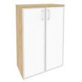 Офисный шкаф средний широкий с белым стеклом в раме