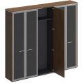 Офисный шкаф комбинированный (с высоким стеклом + для одежды узкий + с высоким стеклом)