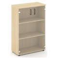 Офисный шкаф средний широкий (2 низких фасада стекло, задняя стенка ЛДСП