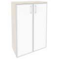 Офисный шкаф средний широкий (2 средних фасада белое стекло в раме)