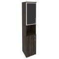 Офисный шкаф высокий узкий с чёрным стеклом в раме (лев/прав) 