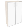 Офисный шкаф средний широкий с белым стеклом в раме
