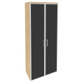 Офисный шкаф высокий широкий с чёрным стеклом в раме
