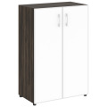 Офисный шкаф средний закрытый двери стекло в раме (стекло Белое / Черное)