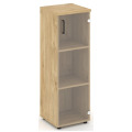 Офисный шкаф средний узкий левый / правый (1 средний фасад стекло, задняя стенка ЛДСП)