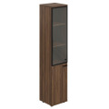 Офисный шкаф высокий узкий со стеклом левый