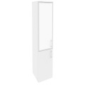 Офисный шкаф высокий узкий белое стекло в раме (лев/прав) 
