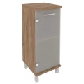 Офисный шкаф низкий узкий со стеклом (левый)