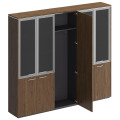 Офисный шкаф комбинированный (со стеклом + для одежды узкий + со стеклом)