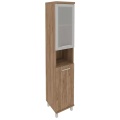 Офисный шкаф высокий узкий со стеклом в раме (левый)