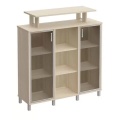 Стеллаж средний с надстройкой и стеклянными дверками