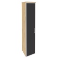 Офисный шкаф высокий узкий с чёрным стеклом в раме (лев/прав) 